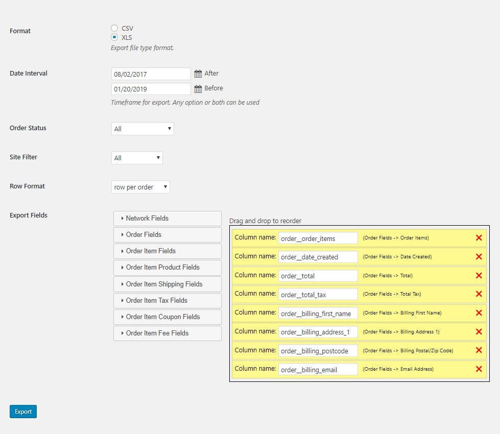 woocommerce multistore multi order export fully configurable